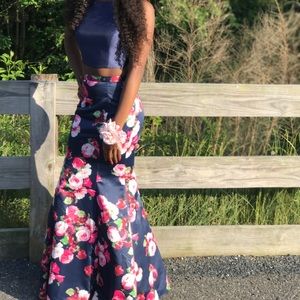 Xscape Two-piece Floral Prom Dress